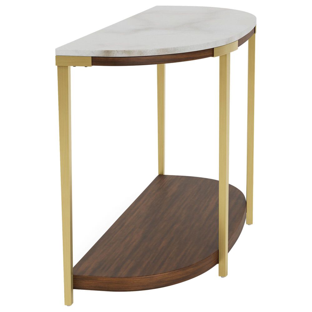 Riverside Furniture Emery Demilune Sofa Table in Smoked Cherry and Bronze, , large