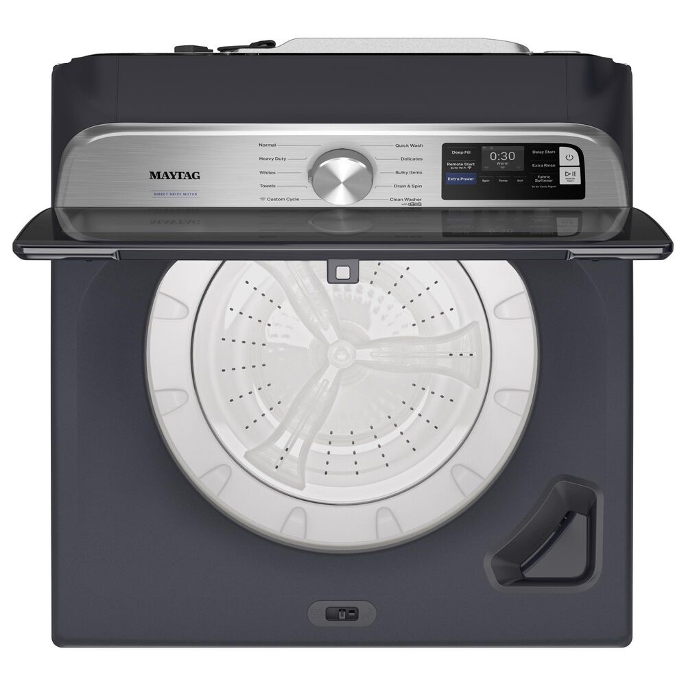 Maytag 5.3 Cu. Ft. Smart Top Load Washer and 7.4 Cu. Ft. Smart Gas Top Load Dryer Laundry Pair in Midnight Steel, , large