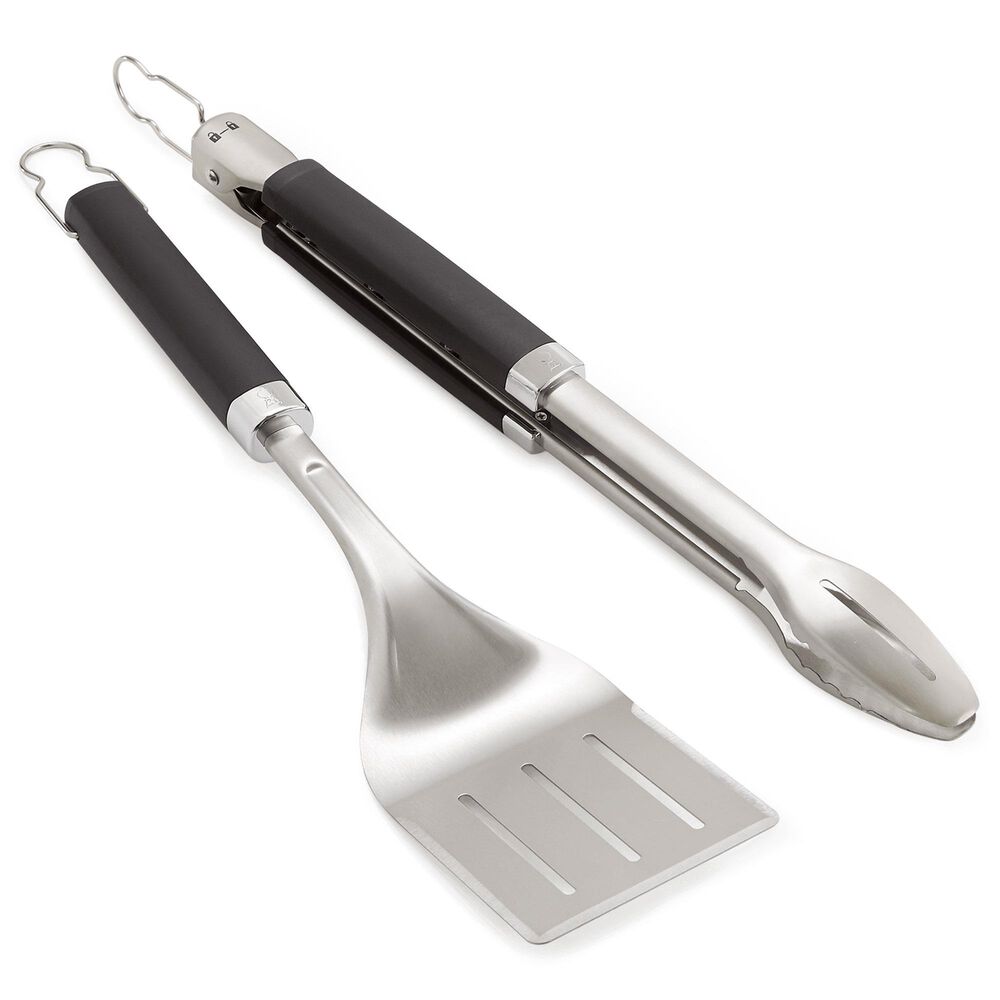 Weber Precision Grill Tongs and Spatula Set in Black and Stainless Steel, , large