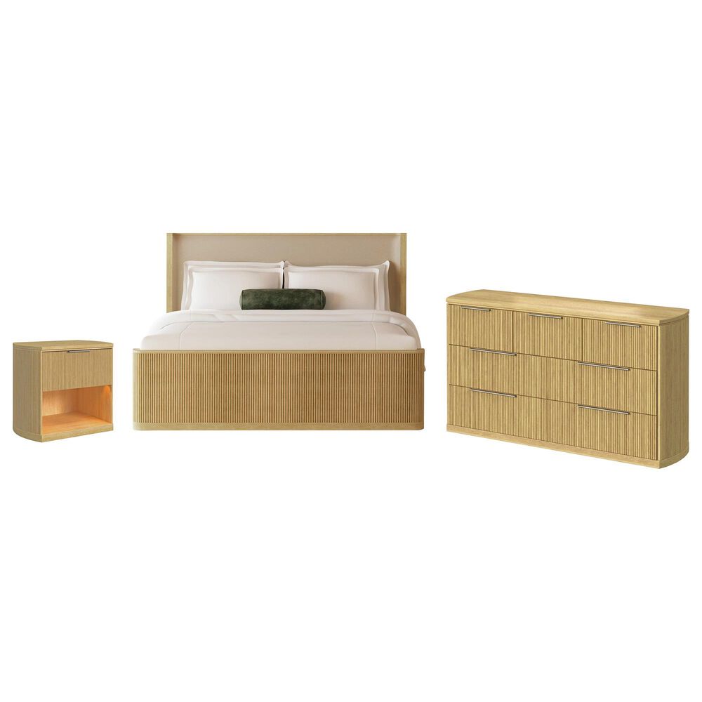 Mayberry Hill Sylvie King Upholstered Bed with Dresser and Nightstand in Natural, , large