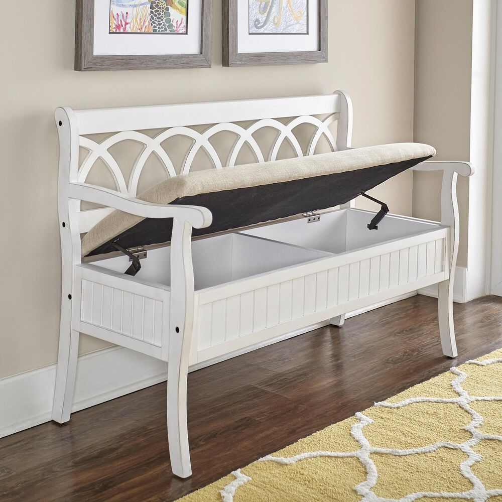 Parkerville Furniture Line Storage Bench in White, , large