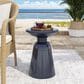 Hearth and Haven Large Patio End Table with Circular Design in Navy Blue, , large