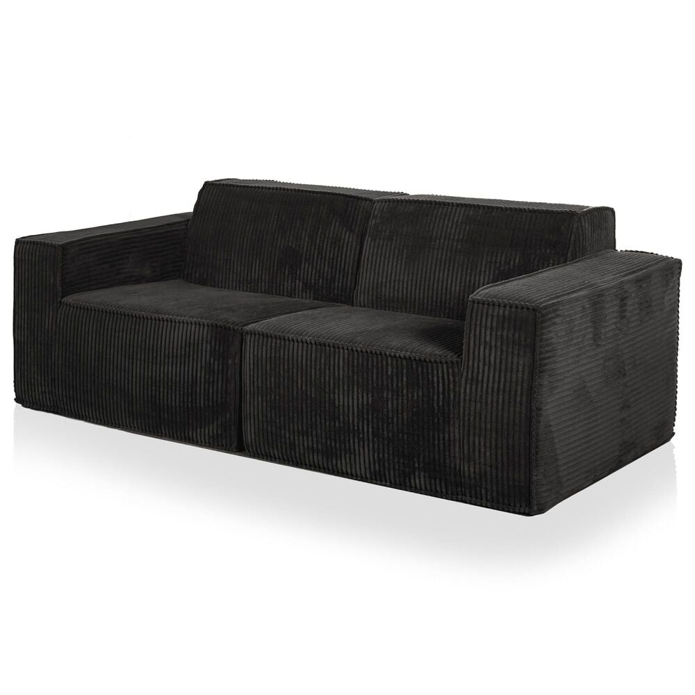 Furniture of America Facil 2-Piece Modular Track Arm Loveseat in Black, , large
