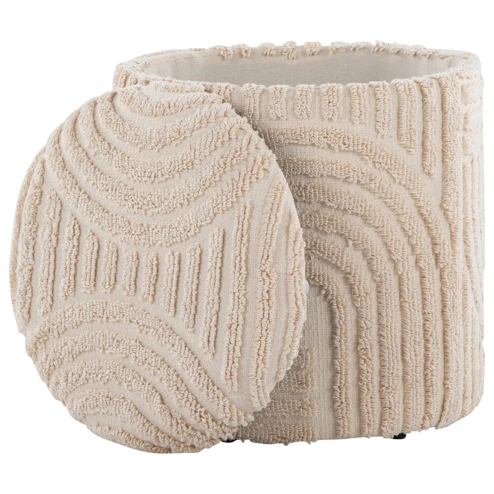 LumiSource Tahoe 18" Sand Storage Ottoman in Beige, , large