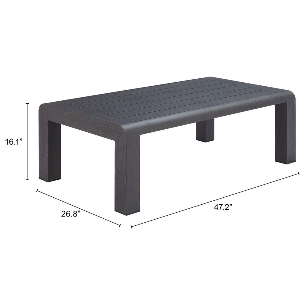 Zuo Modern Rolig Patio Coffee Table in Black, , large