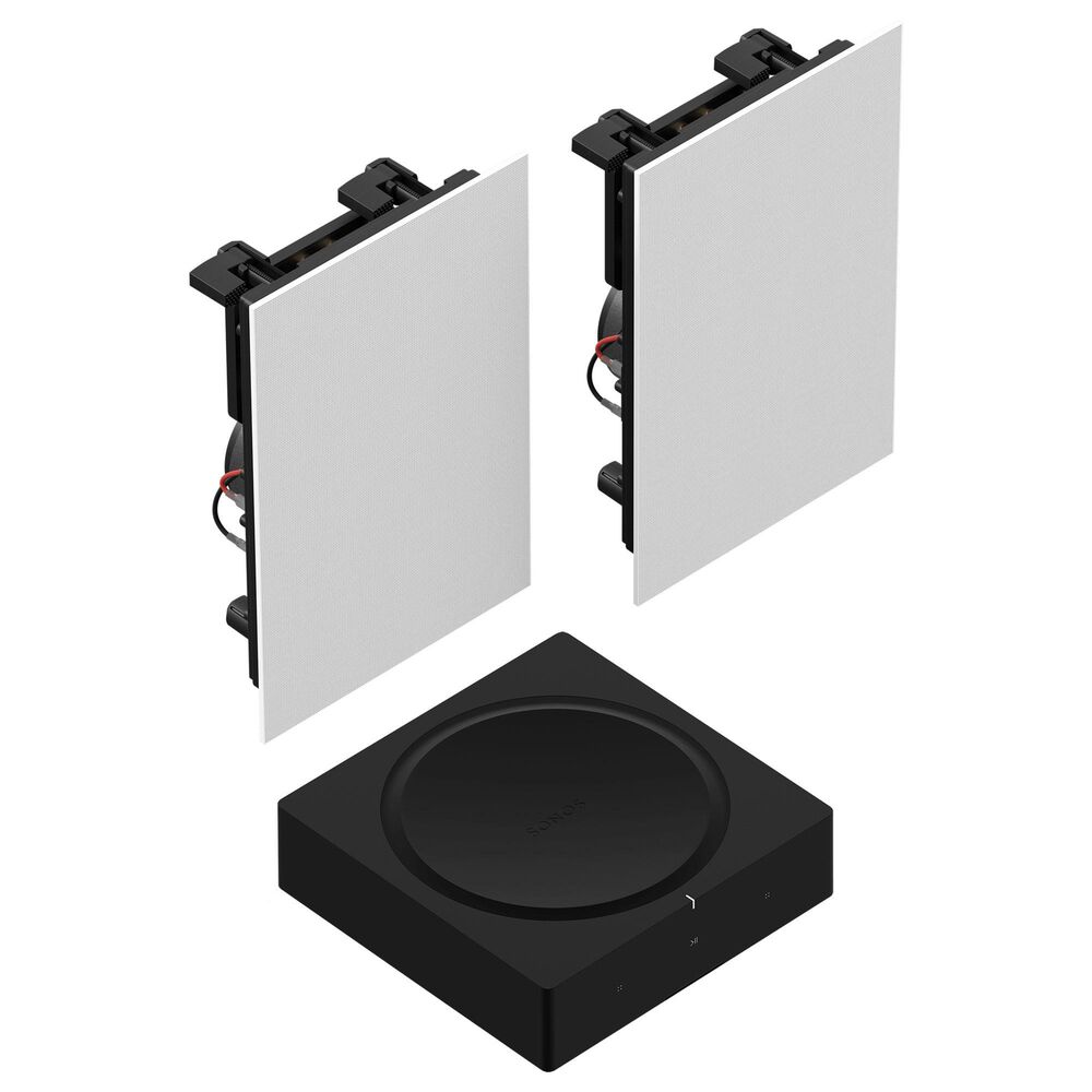 Sonos In-Wall Speaker Pair with Amplifier in Light Gray and Black, , large