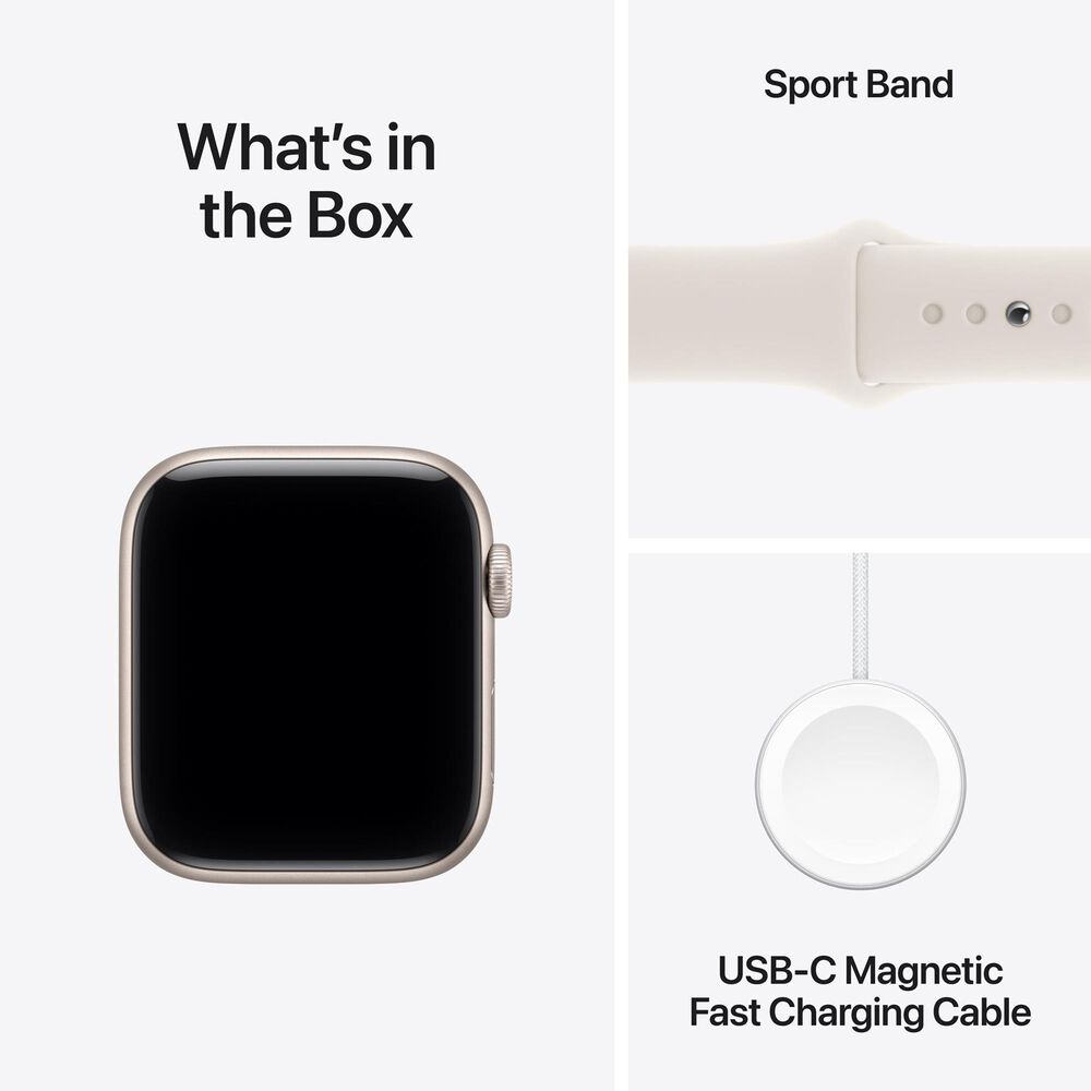 Apple Watch SE 3 (GPS) 44mm Aluminum Case with Sport Band - S/M in Starlight and 2-Year AppleCare+, , large