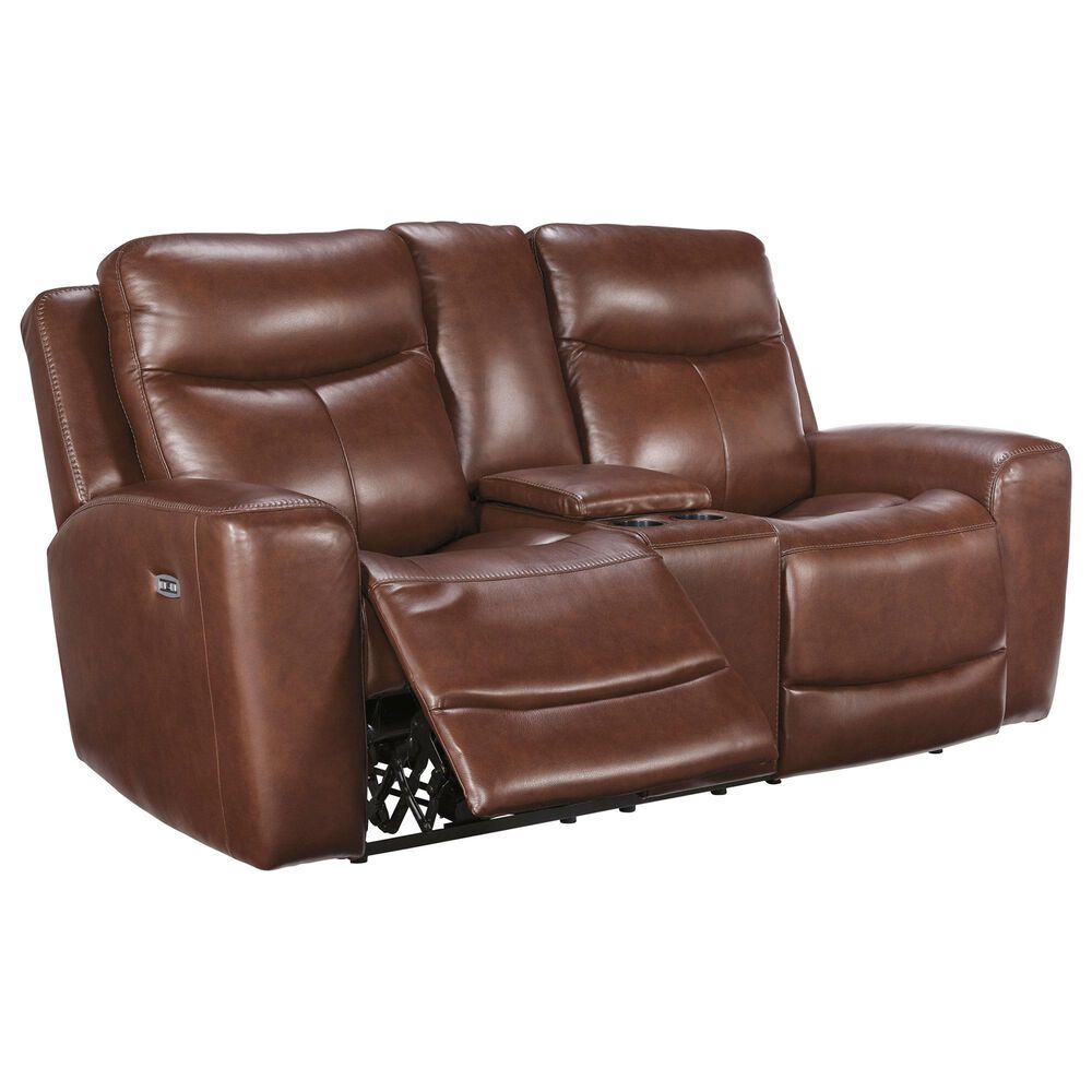 Ashley Next Move Power Reclining Console Loveseat in Mahogany, , large
