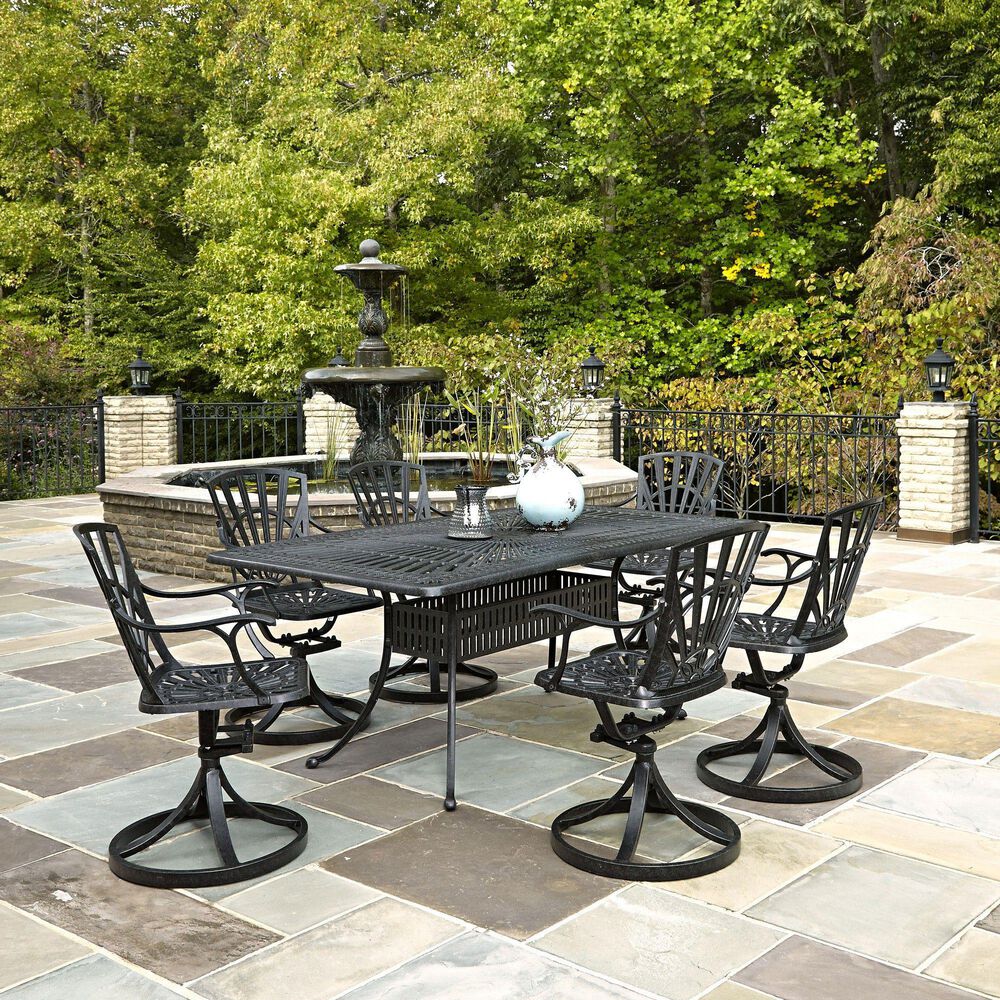 Homestyles Grenada 7-Piece Dining Set with Swivel Chairs in Gray, , large
