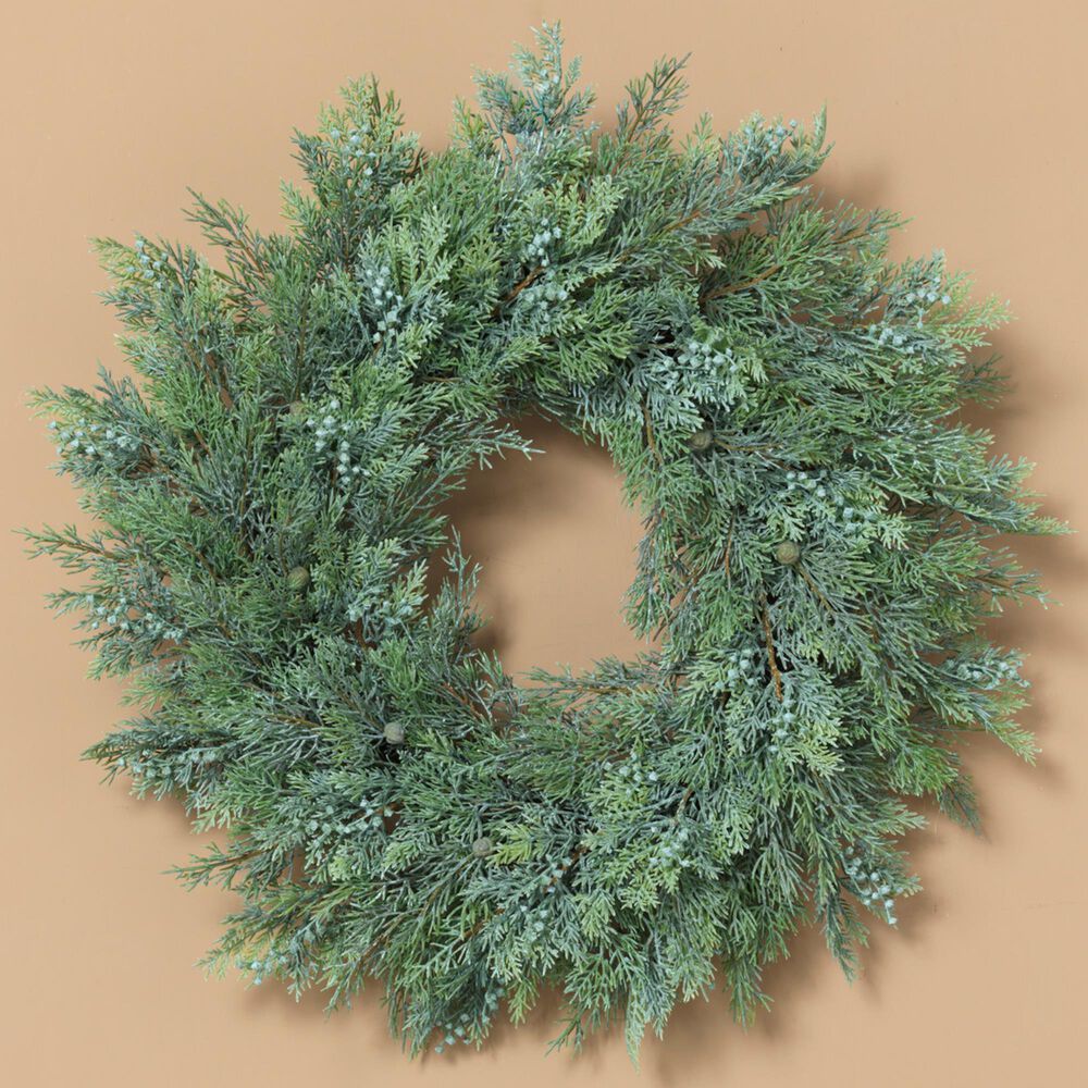 The Gerson Company 22" Cedar Wreath with Berries in Green, , large
