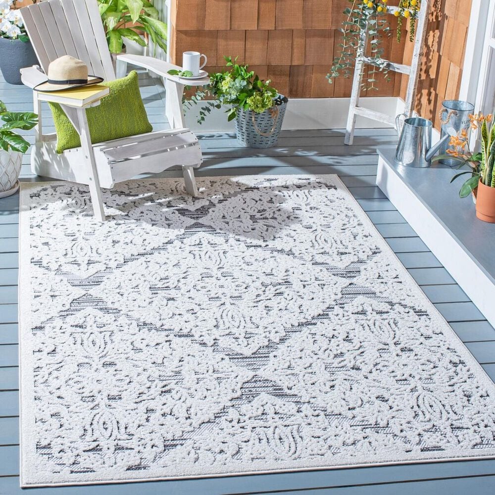 Safavieh Cabana CBN660A 4&#39;5&quot; x 6&#39;5&quot; Ivory and Grey Indoor/Outdoor Area Performance Rug, , large
