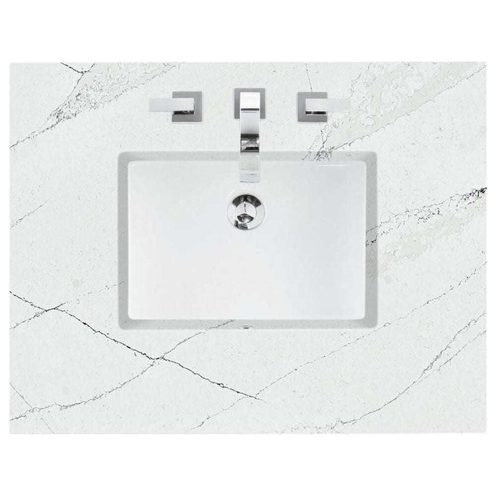 James Martin Vanities Brittany 36&quot; Single Bathroom Vanity in Saddle Brown with 3 cm Ethereal Noctis Quartz Top and Rectangular Sink, , large