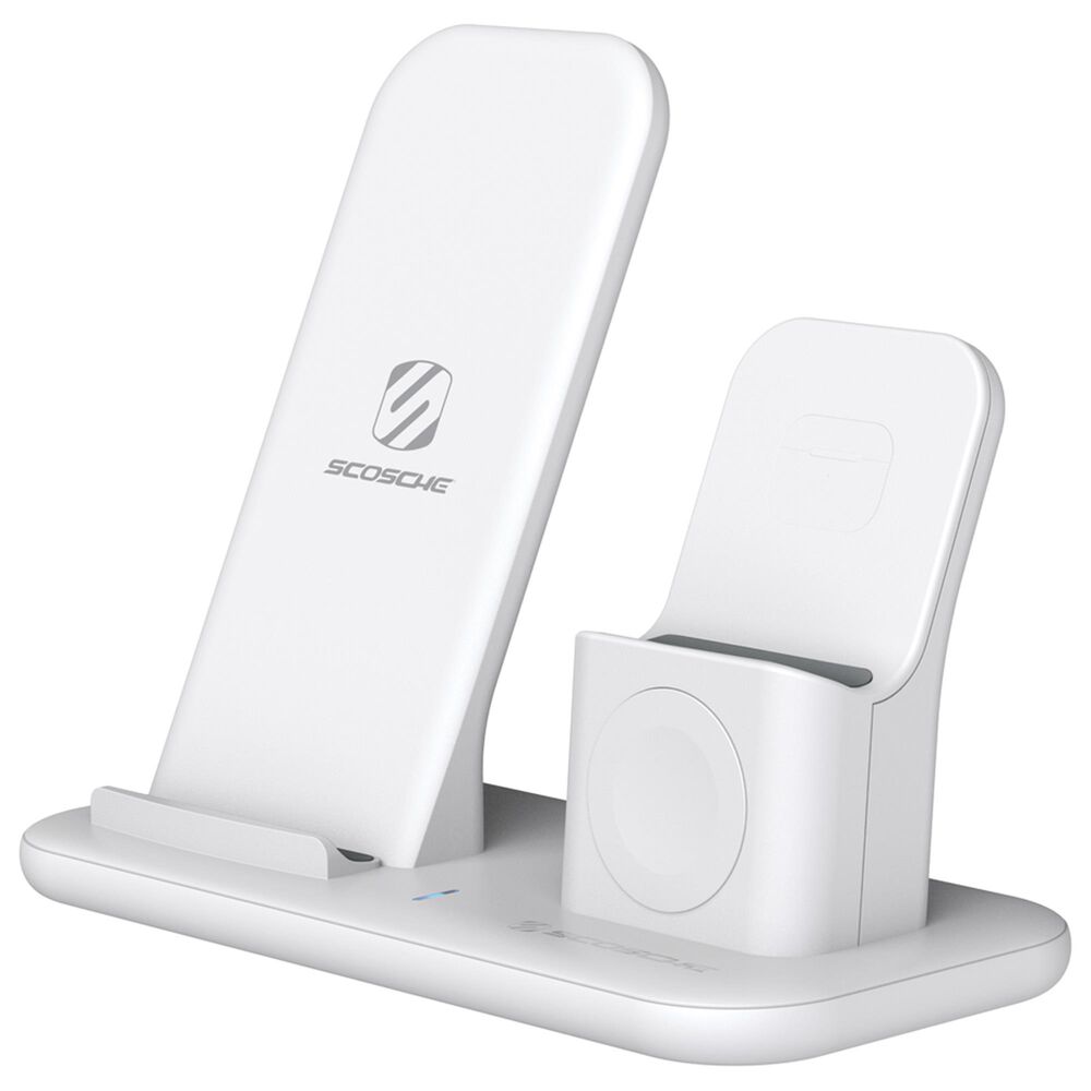 Scosche Base3 3-In-1 Wireless Charging Dock in White, , large