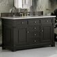 James Martin Vanities Brookfield 60" Single Bathroom Vanity in Black Onyx with 3 cm White Zeus Quartz Top and Rectangular Sink, , large