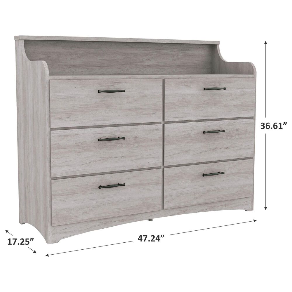 Furniture of America Kingsley 6-Drawer Dresser in Coastal White, , large