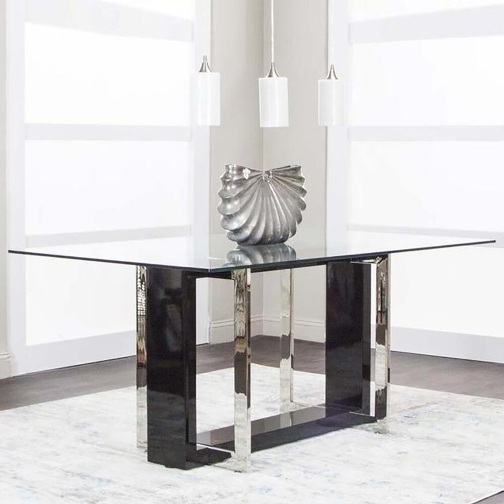 Penny Lane Olympia Glass Dining Table in Black and Chrome, , large