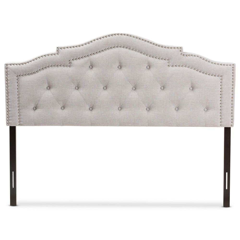 Baxton Studio Edith Full Upholstered Panel Headboard in Greyish Beige, , large