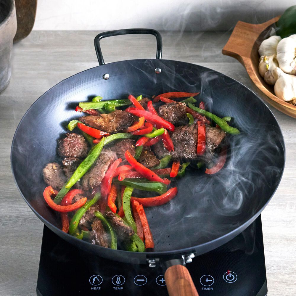 Green Pan Kyoto 14" Carbon Steel Wok in Black, , large