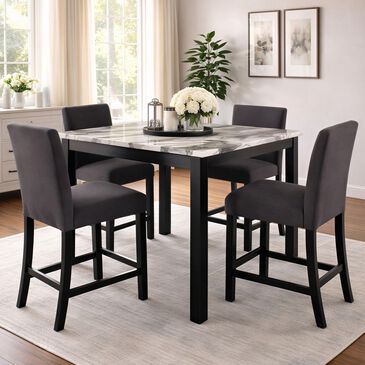 Mayberry Hill Dalia 5-Piece Square Counter Height Table Set in Black, , large