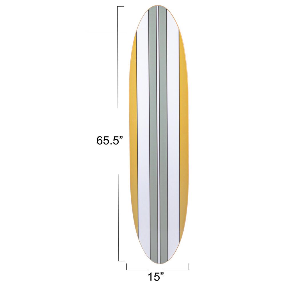 Creative Coop 15" x 65.6" Surfboard Wall Decor in Black, White and Brown, , large