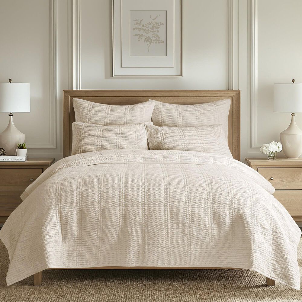 Levtex Cloud Waffle 3-Piece Full/Queen Quilt Set in Undyed Cream, , large