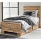 Ashley Hyanna Twin Panel Bed with 1 Side Storage in Tan Brown, , large