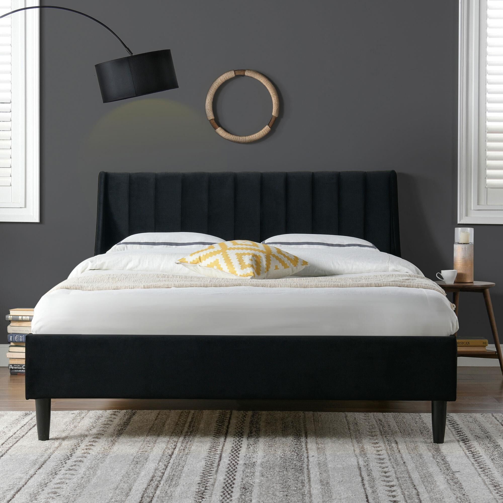 Jennifer Taylor Home Aspen Queen Platform Bed in Anthracite Black