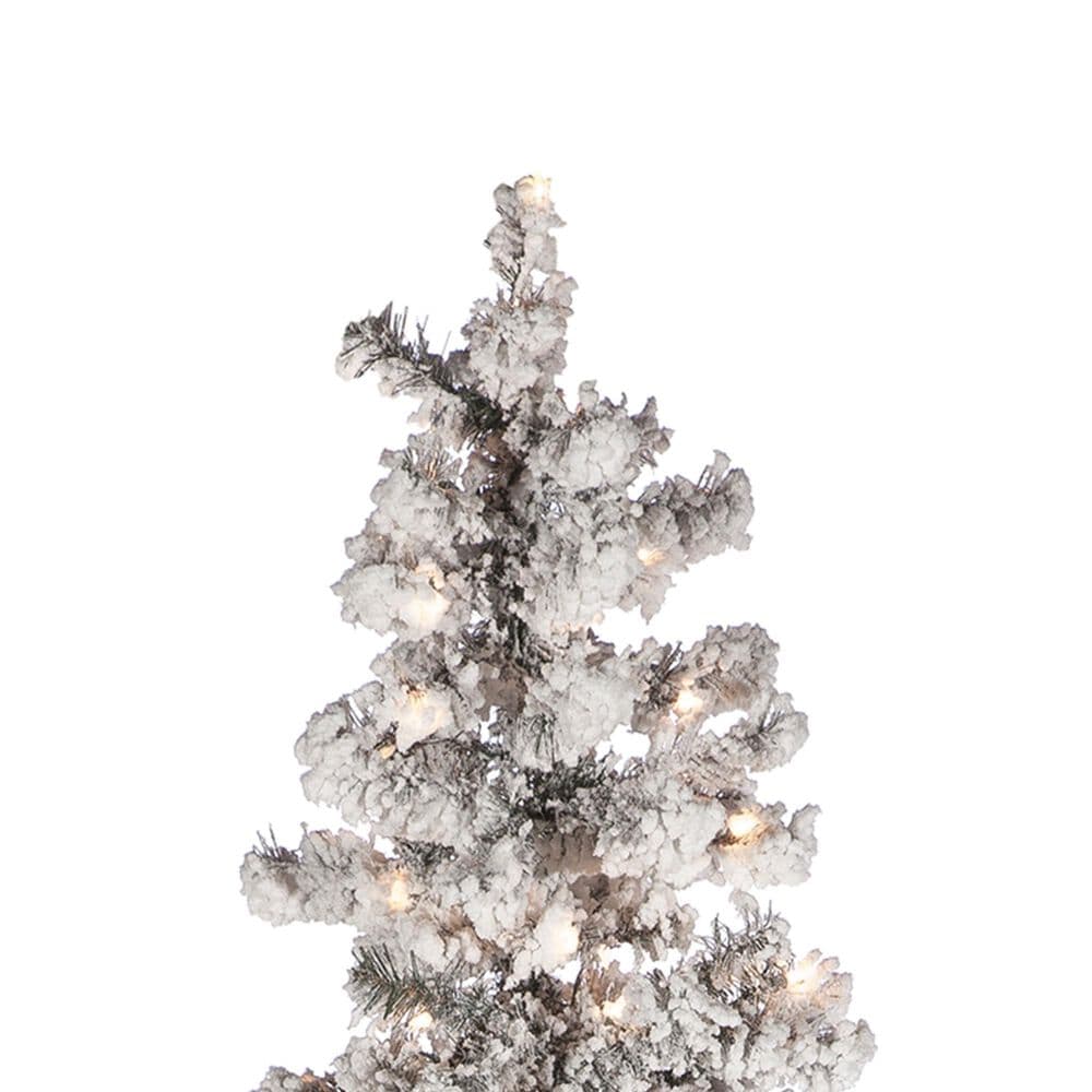 The Gerson Company 7.5&#39; Pre-Lit Artificial Heavy Flocked Layered Spruce with White Lights in Green, , large