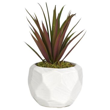 DandW Silks Mini Pineapple Succulent with White Ceramic Planter, , large