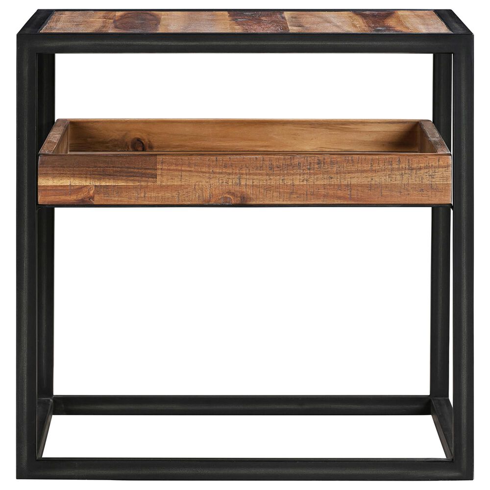 Blue River Ludgate End Table in Rustic Acacia and Black, , large