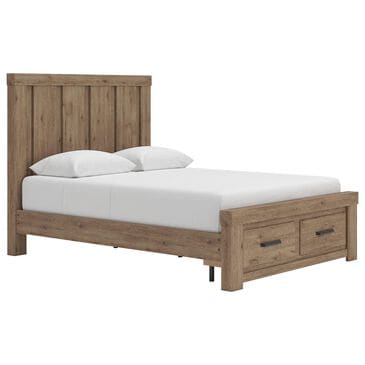 Ashley Oliandon Queen Panel Storage Bed in Light Brown, , large