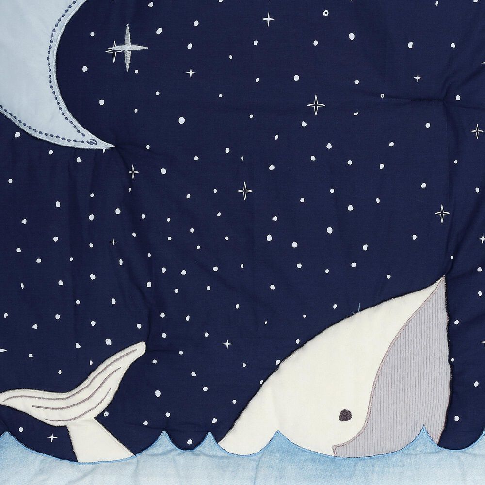 Lambs and Ivy Bubbles and Squirt Whale/Ocean Aquatic 3-Piece Baby Crib Bedding Set in Blue and White, , large