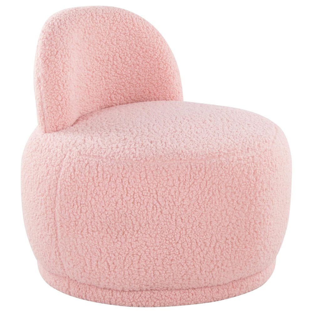 Lumisource Kimi Accent Chair in Pink Sherpa, , large