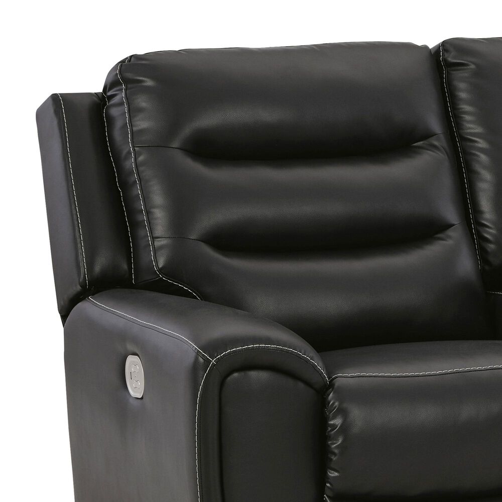Ashley Warlin Power Reclining Loveseat with Console in Black, , large