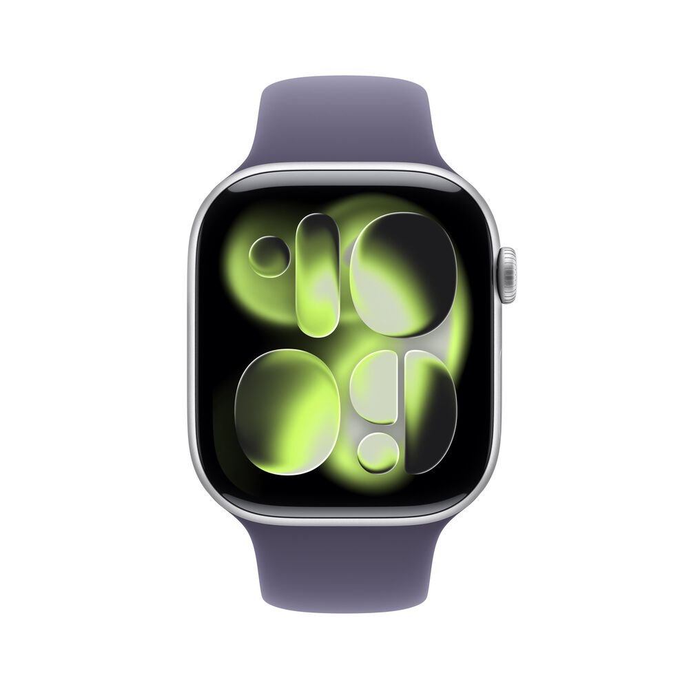 Apple Watch Series 11 &#40;GPS&#41; 46mm Silver Aluminum Case with Purple Fog Sport Band - M/L - Silver - &#40;2025&#41;, , large