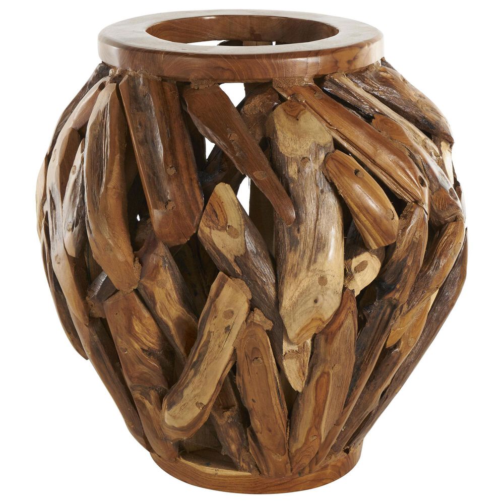Maple and Jade 15" Live Edge Tree Branch Pot Decorative Vase in Brown, , large