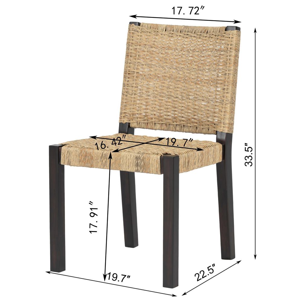 Hearth and Haven Indoor/Outdoor Side Chair with Rattan Backrest in Wanut (Set of 2), , large