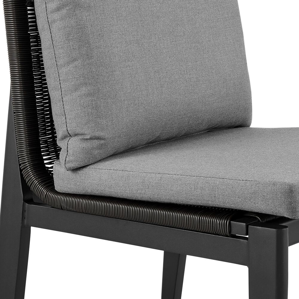 Blue River Grand Outdoor Dining Side Chair with Dark Gray Cushion in Black (Set of 2), , large