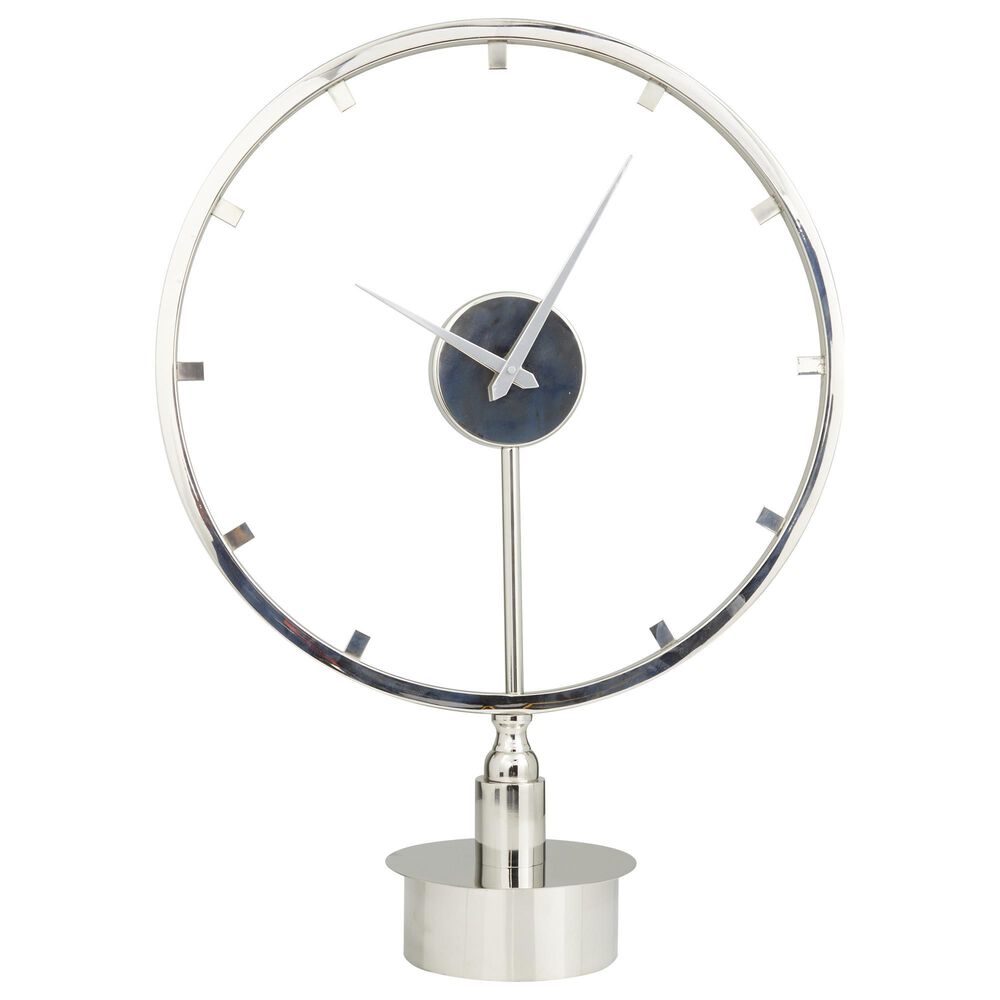 Maple and Jade Modern Clock in Silver Stainless Steel, , large