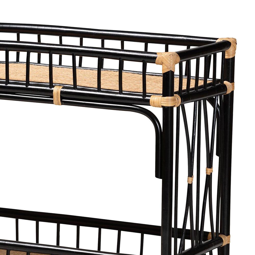 Baxton Studio Dalinda 2-Tier Kitchen Cart in Black and Natural Brown, , large