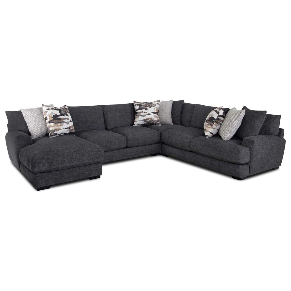 Moore Furniture Collins 4-Piece Left Facing Sectional with Chaise in Mandy Slate, , large