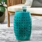 Hearth and Haven Lilac Outdoor Metal Side Table with Cylindrical Design in Teal, , large