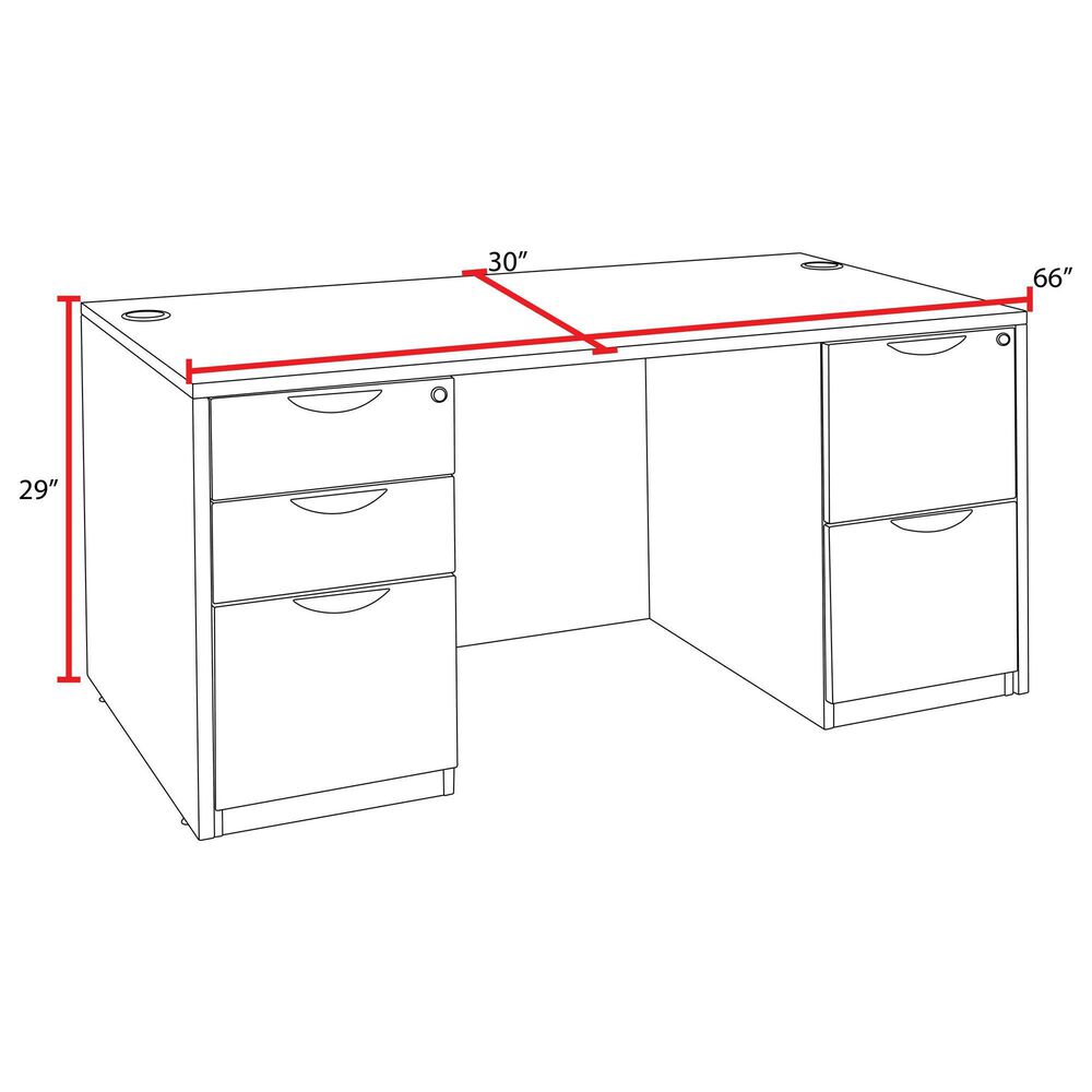 Regency Global Sourcing Legacy 66" Office Desk with Double Full Pedestal in Noble Oak, , large