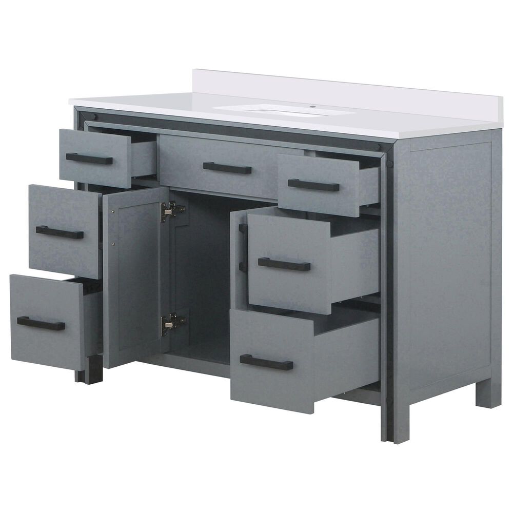 Lexora Home Ziva 48&quot; Single Bathroom Vanity in Dark Grey with 2 cm White Cultured Marble Top and Rectangular Sink, , large