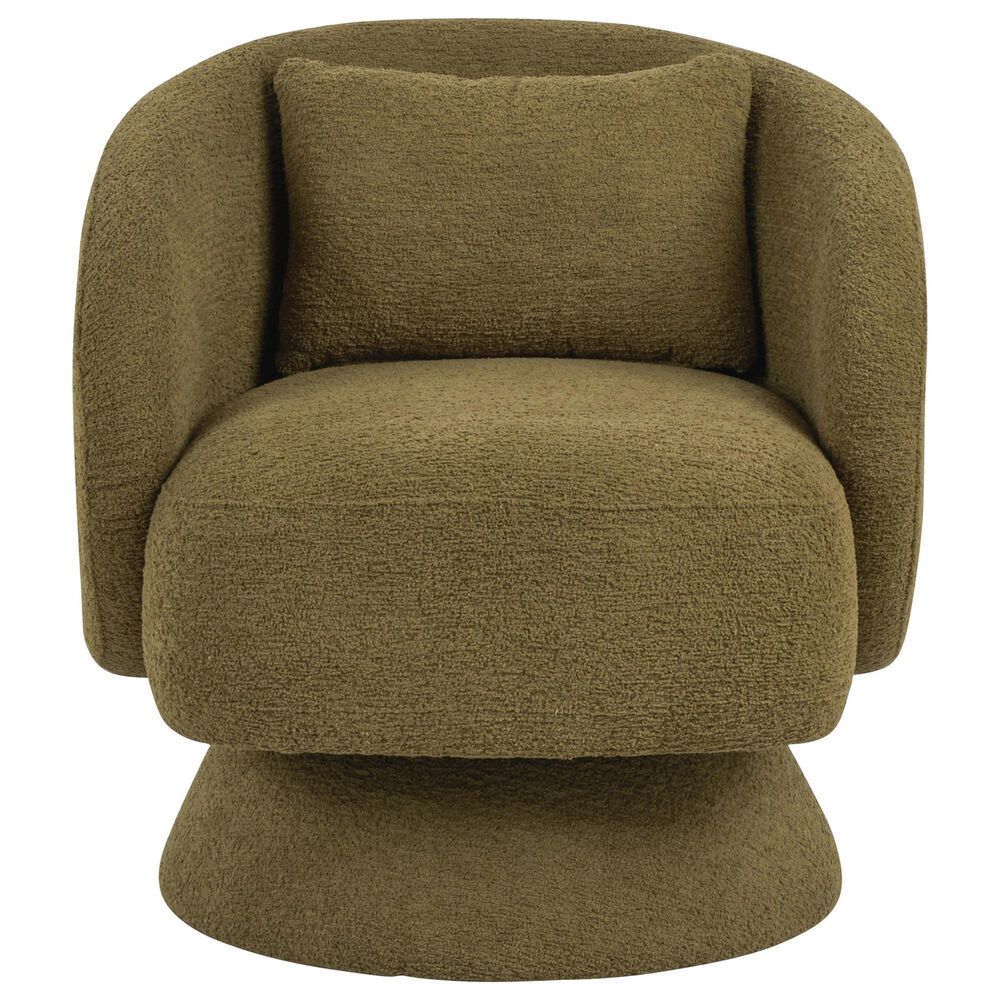 LumiSource Zara Swivel Accent Chair with Pillow in Green, , large