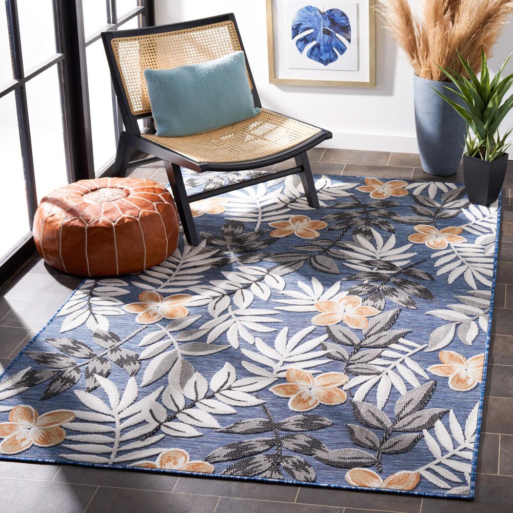 Safavieh Cabana CBN405M 4&#39; x 6&#39; Blue and Grey Indoor/Outdoor Area Performance Rug, , large