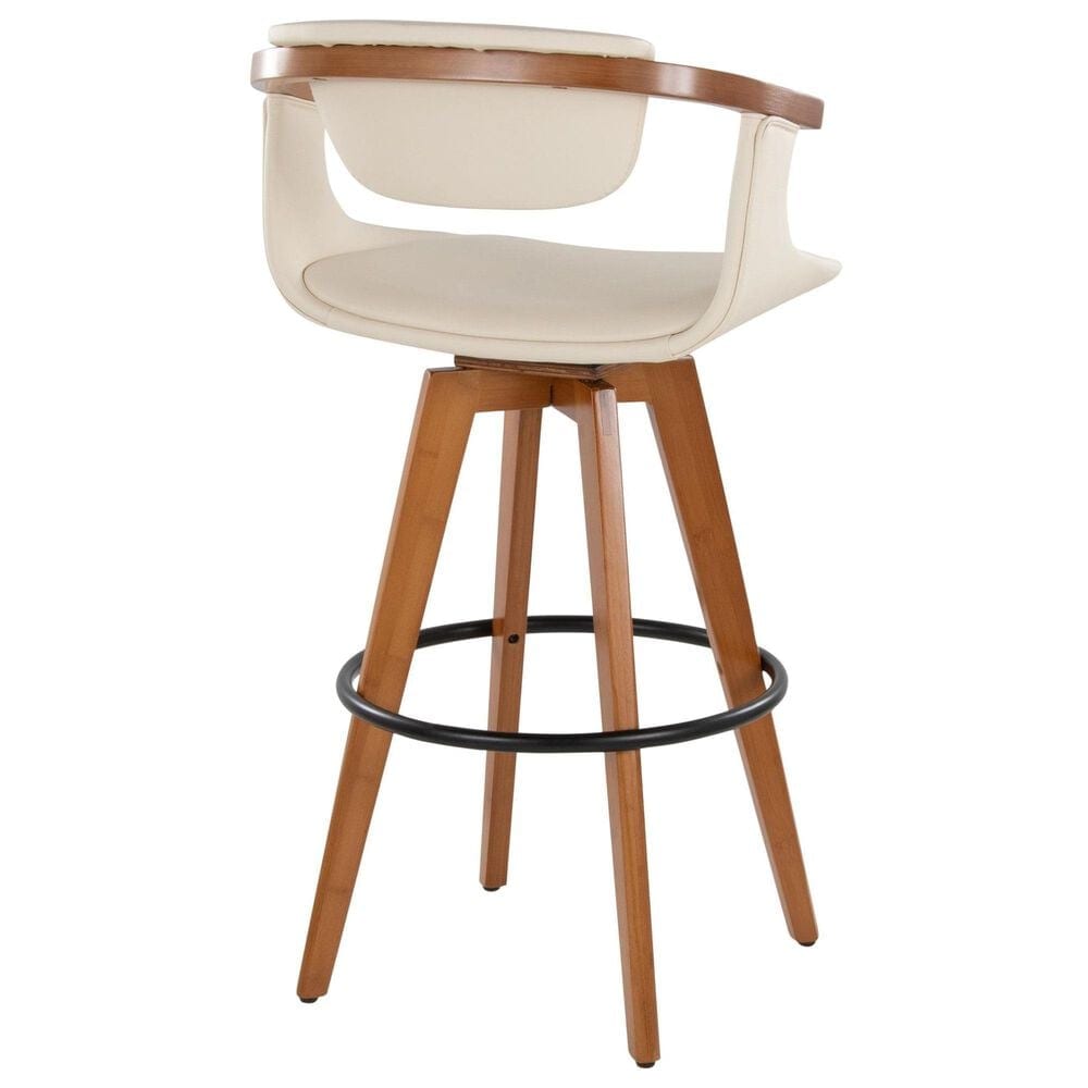 Lumisource Oracle Swivel Barstool with Cream Cushion in Walnut and Black, , large