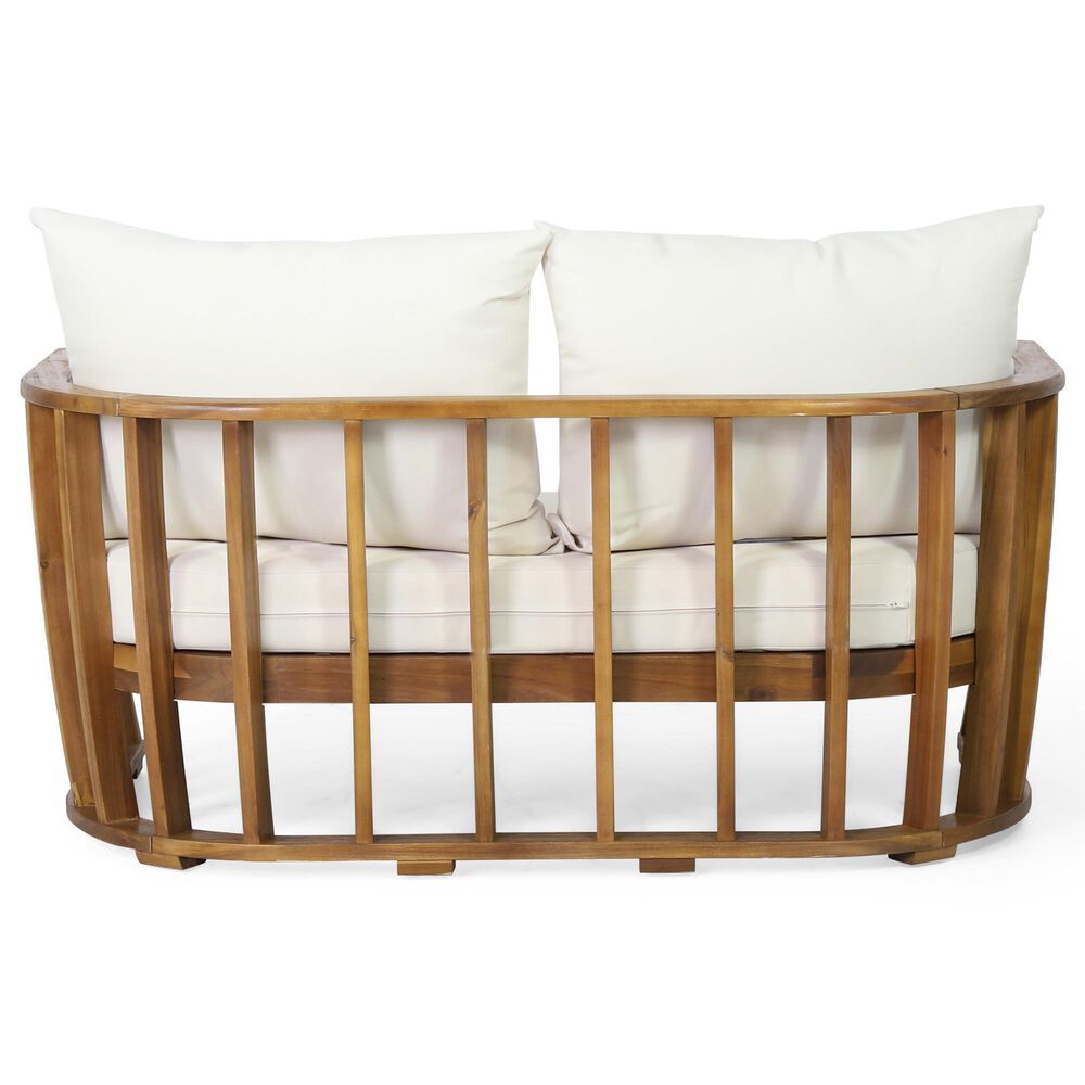 Hearth and Haven 2-Piece Outdoor Conversation Set with Beige Cushion in Teak, , large