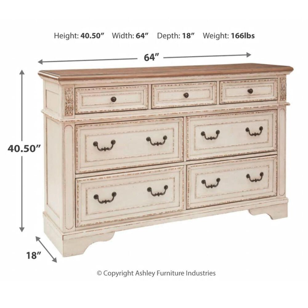 Signature Design by Ashley Realyn 4 Piece King Panel Bed Set in Chipped White and Brown, , large