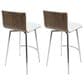 Lumisource Mason Swivel Counter Stool with White Cushion in Stainless Steel and Walnut (Set of 2), , large
